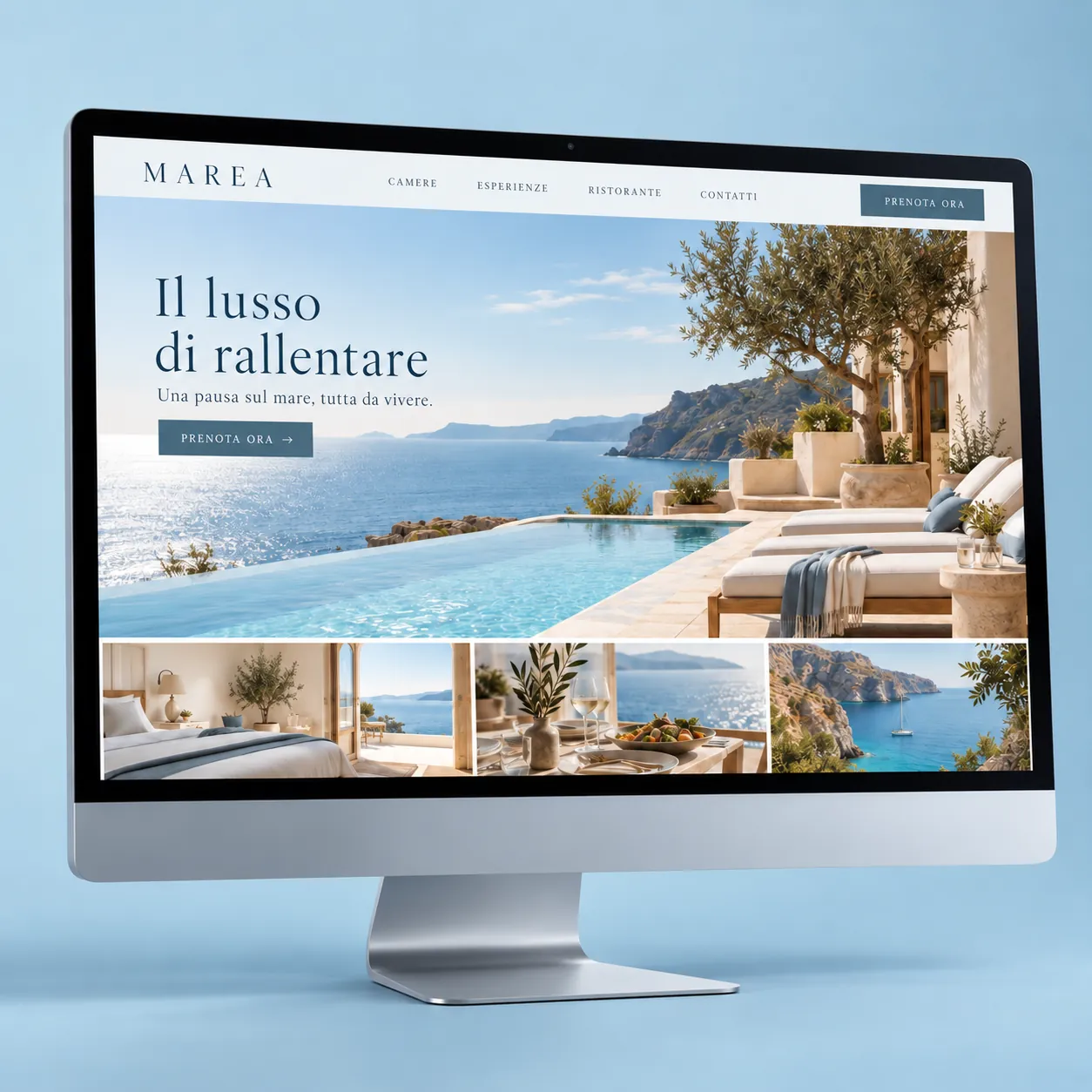 Homepage del sito Marea, struttura ricettiva sul mare