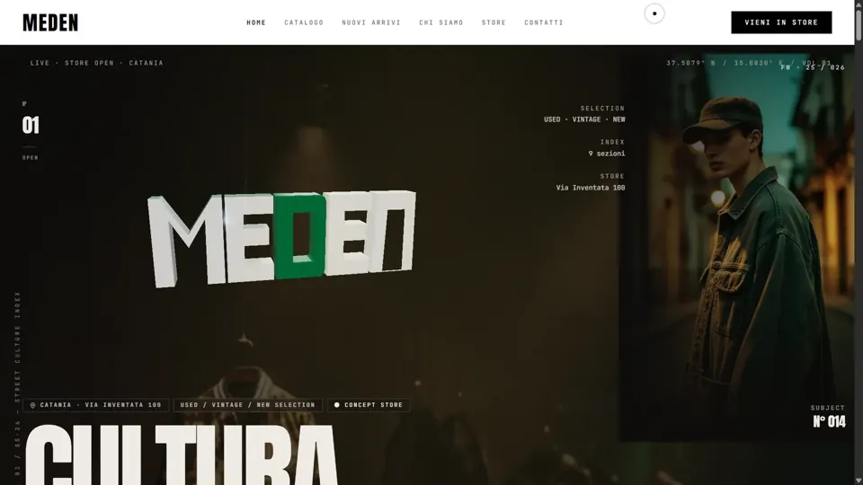 Homepage del negozio online Meden Store
