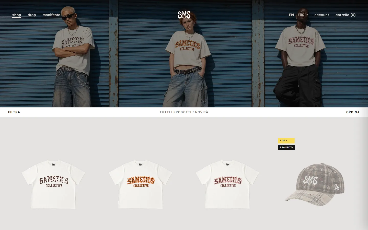 Pagina Shop del sito Sametics
